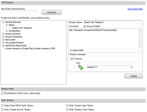 buttons and menu properties